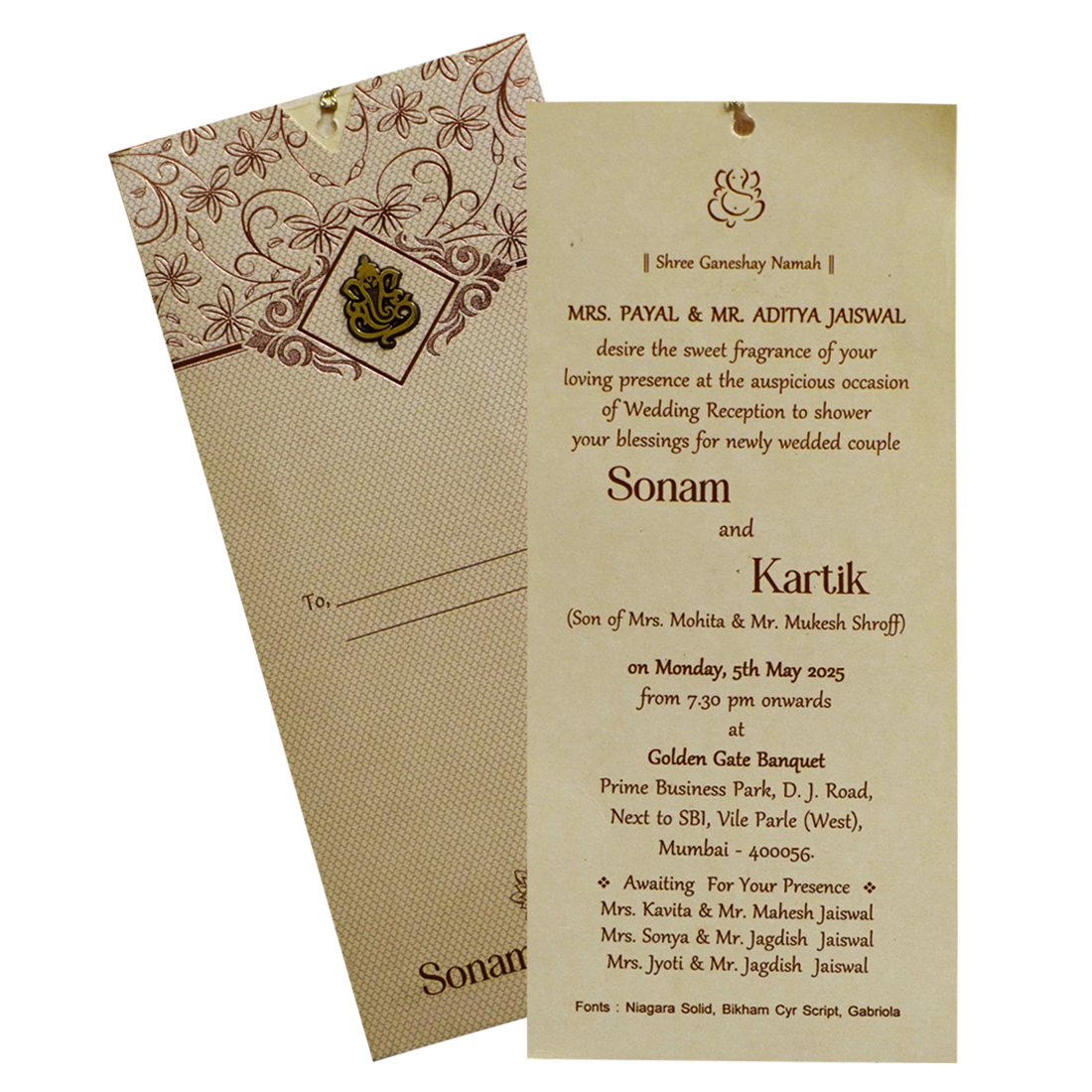 Beige Light Brown Single Invitation-King of Cards