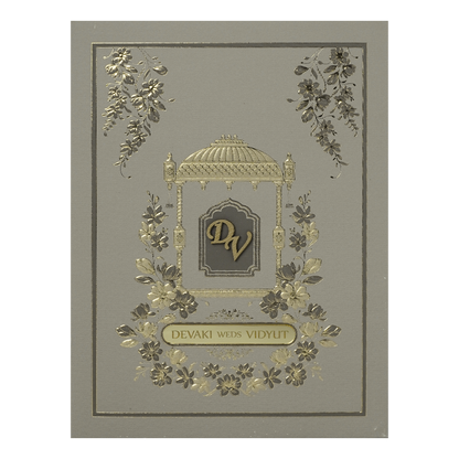 Gazebo Floral Gold Padded Wedding Card-KSSC2240