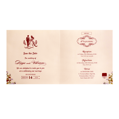 Pink Offset Simple Floral Invitation Card-KNBY5403-King of Cards