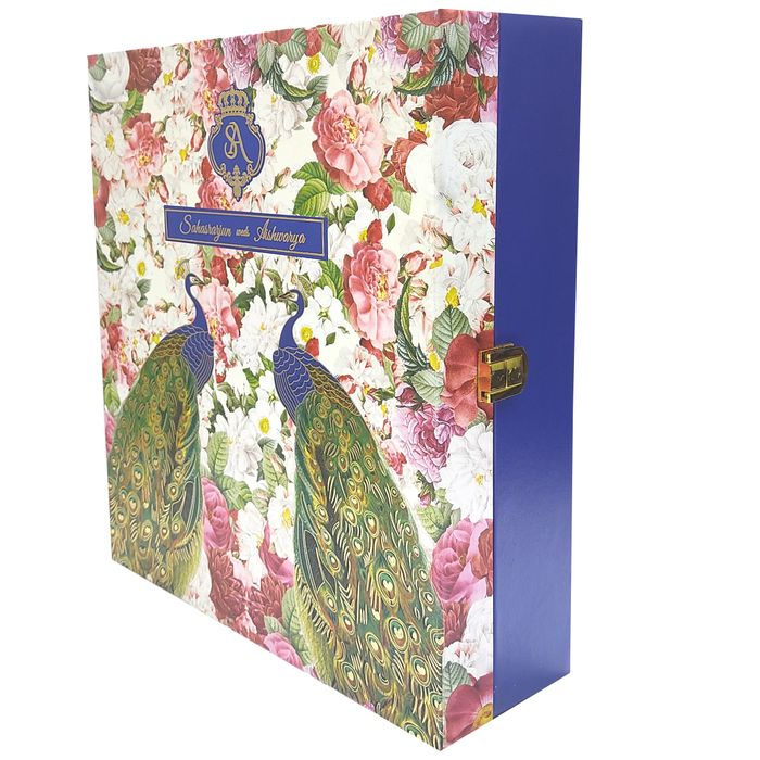 Blue Ultra Premium Floral Peacock Design With Sweet Bowls-KNKUP041-King of Cards