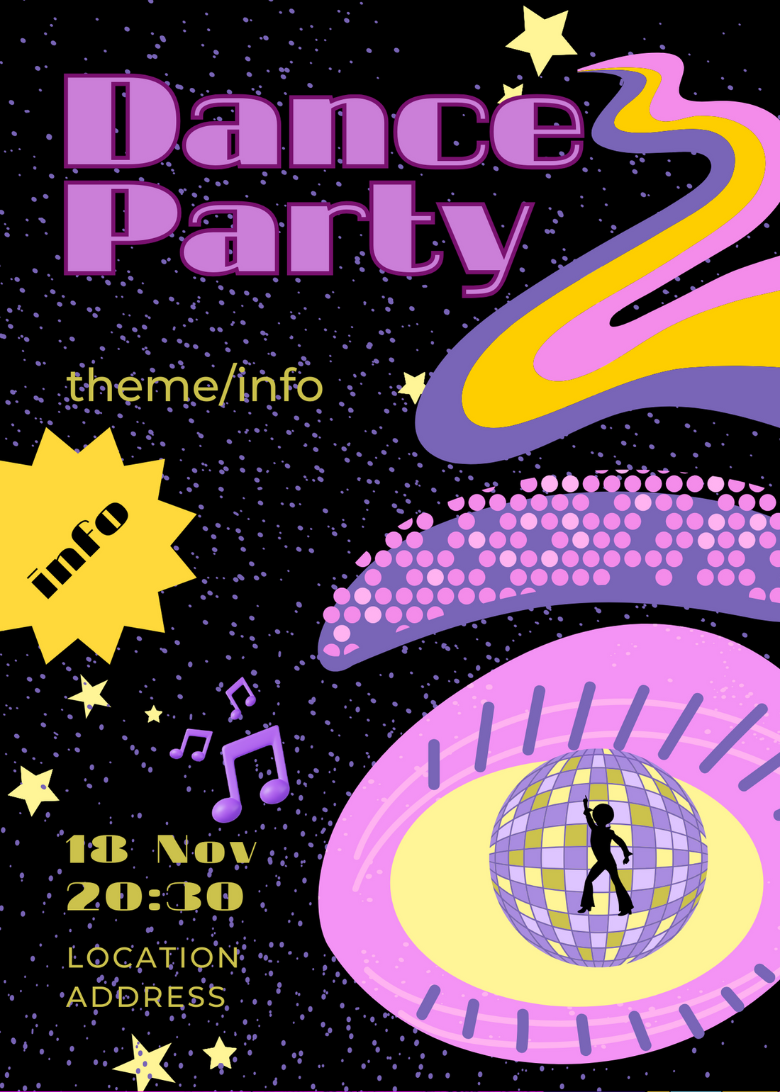 Black Pink Floyd Design Dance Party Invitation-AADPI005