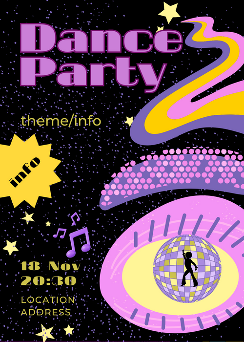 Black Pink Floyd Design Dance Party Invitation-AADPI005
