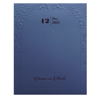 Blue Embossed Floral Wedding Card-King of Cards