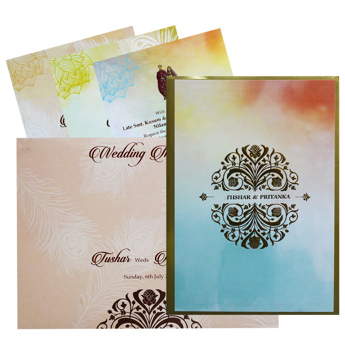 Pale Orange Gold Padded Invitation-King of Cards