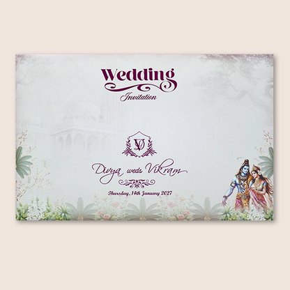 Grey Divine Shiva Parvati Wedding Card - KNKT1902C