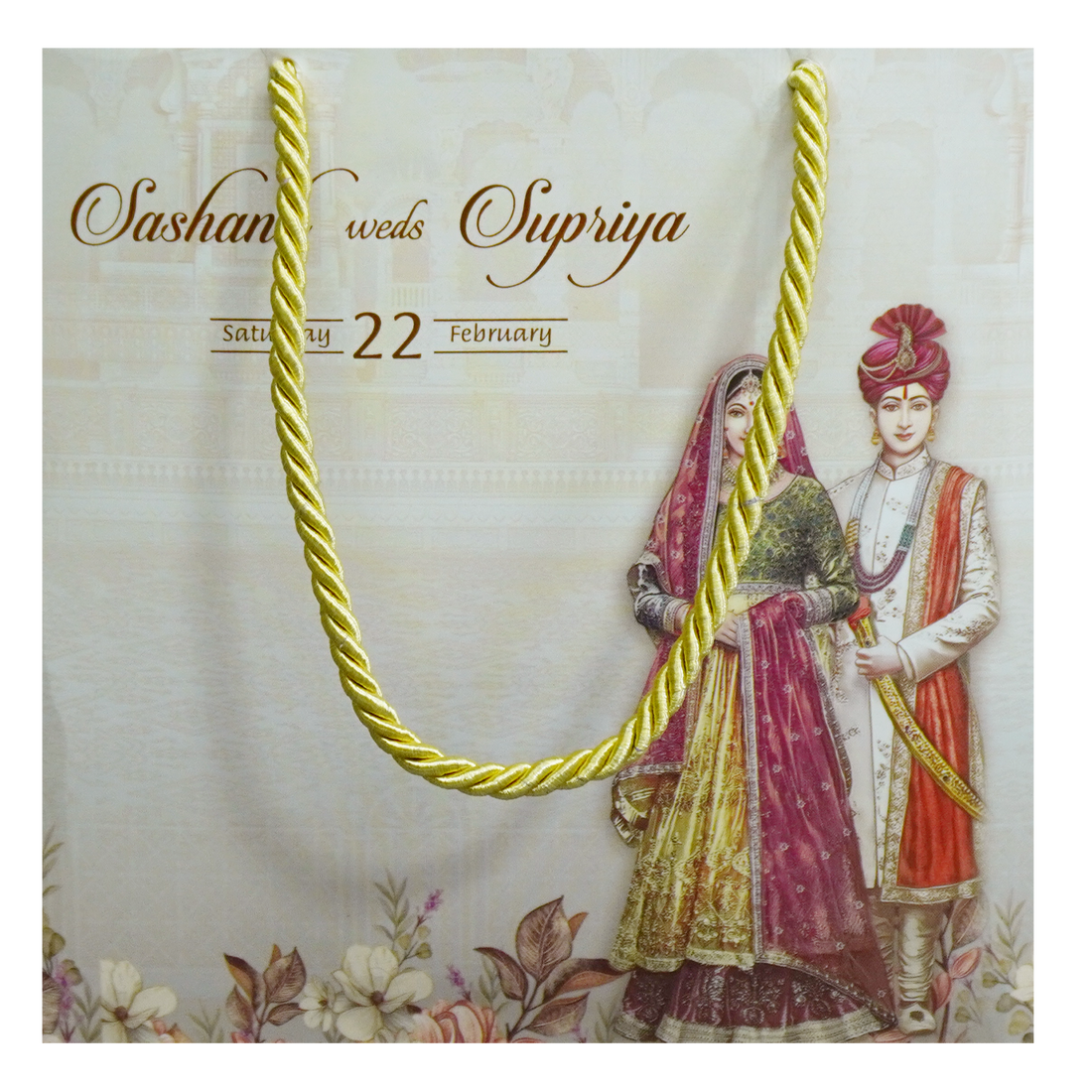 Beige Bride Groom Wedding Box-King of Cards