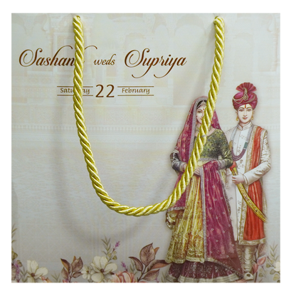 Beige Bride Groom Wedding Box-King of Cards