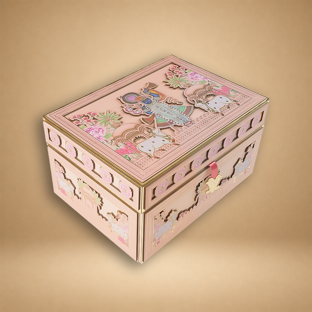 Pink Premium Shreenathji Luxury Invitation Box - KNLW20241
