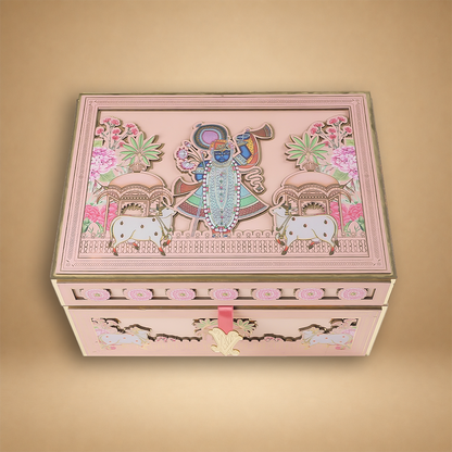 Pink Premium Shreenathji Luxury Invitation Box - KNLW20241