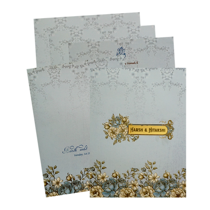Blue Floral Wedding Card-King of Cards