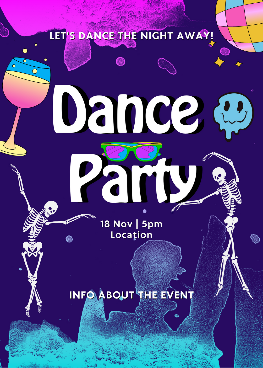 Blue Alien Design Dance Party Invitation-AADPI006