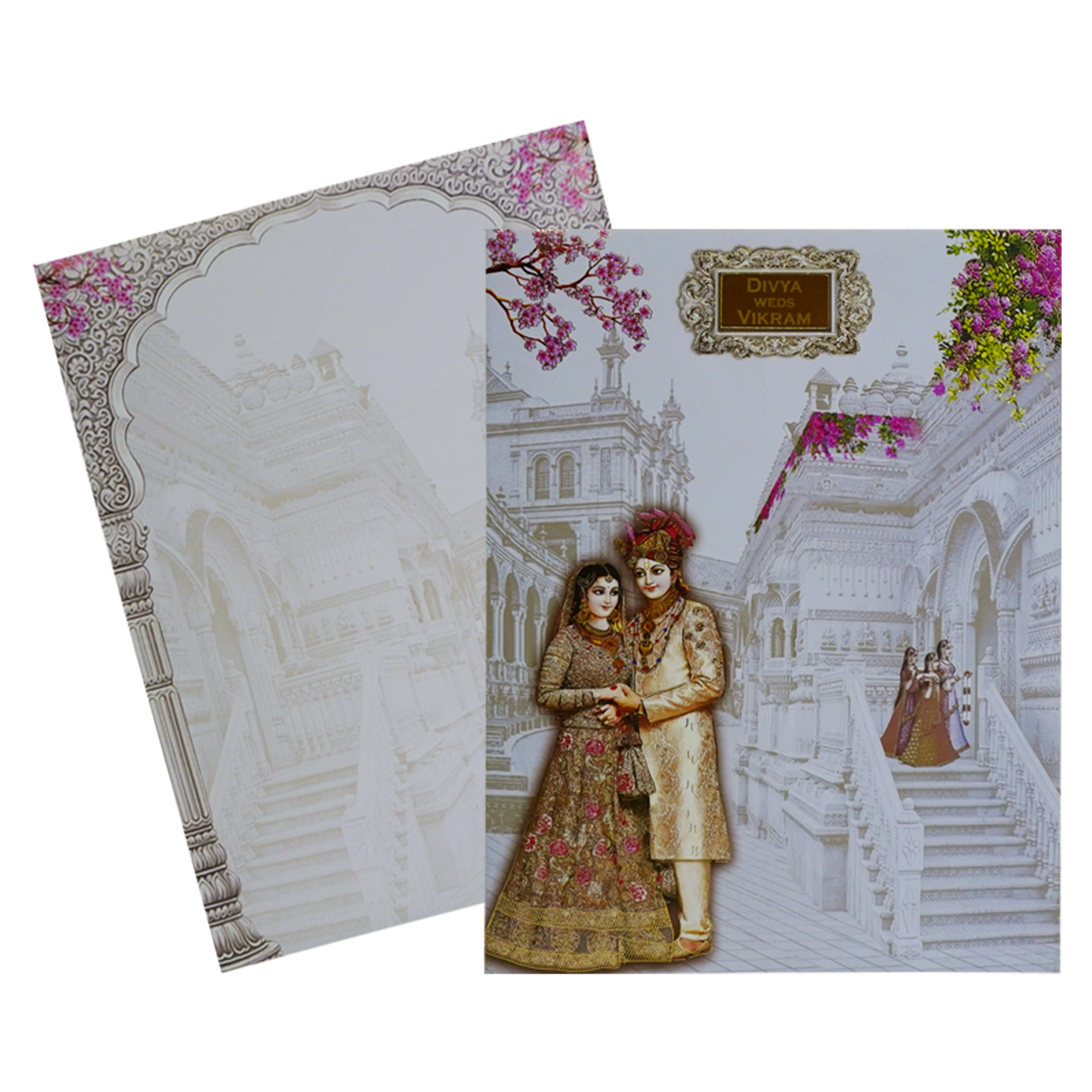 Lavender Floral Bride Groom Wedding Card-KNKJ1131