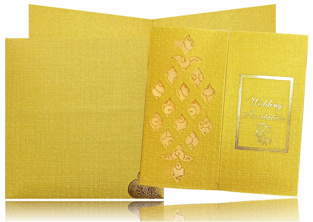 Brown Gold Die Cut Invitation Card With Sandal Wolly-KNK4342NI