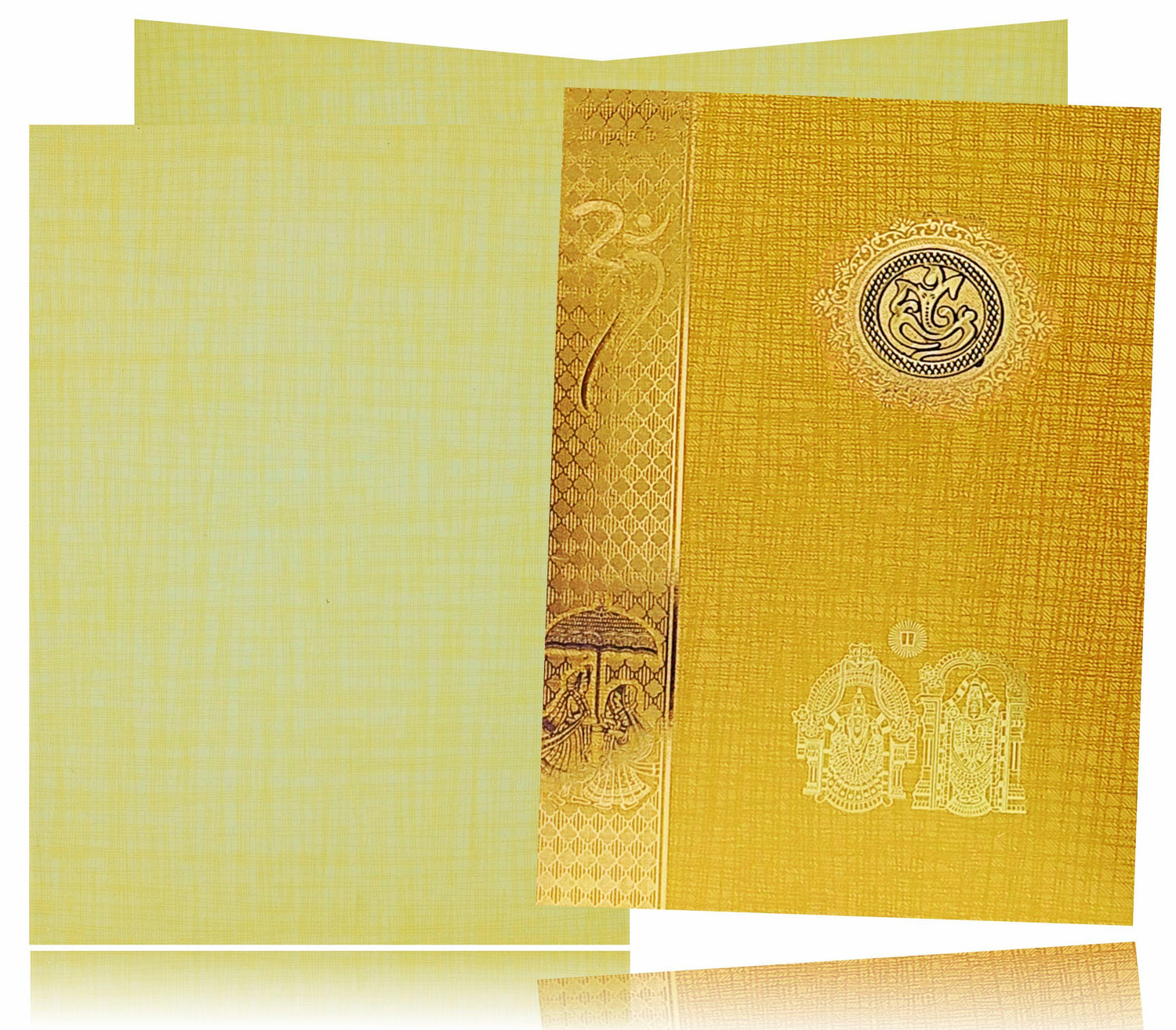 Gold Classic Paper Print Wedding Cards With Bride And Groom-KNCP817N