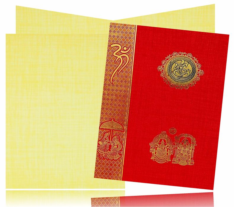 Red Classic Paper Print Balaji And Padmavathi Wedding Cards-KNCP817R