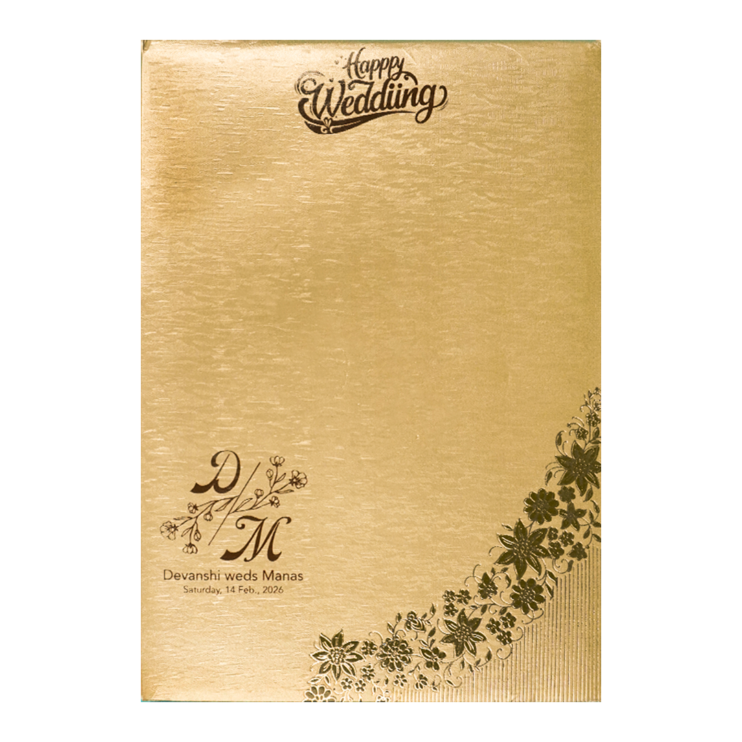Gold Floral Padded Wedding Card-KSSC2062