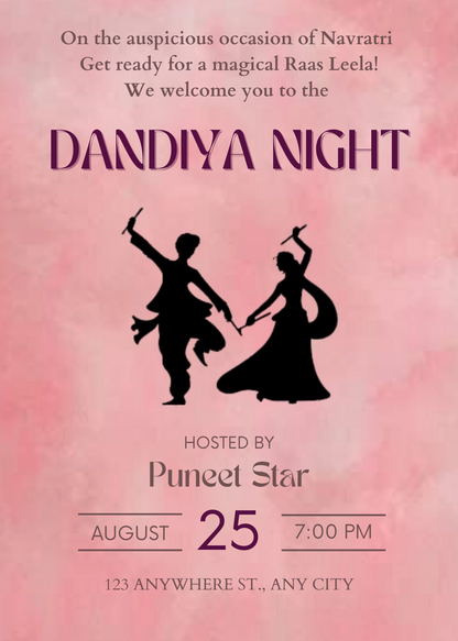 Pink Shade Dandiya Invitation-AADDI001