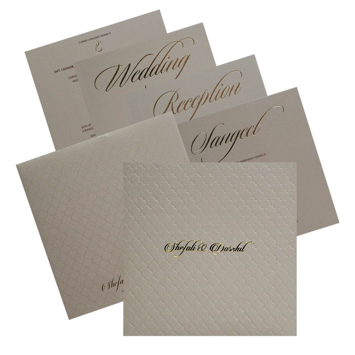 Light Brown Embossed Padded Invitation Card-King of Cards