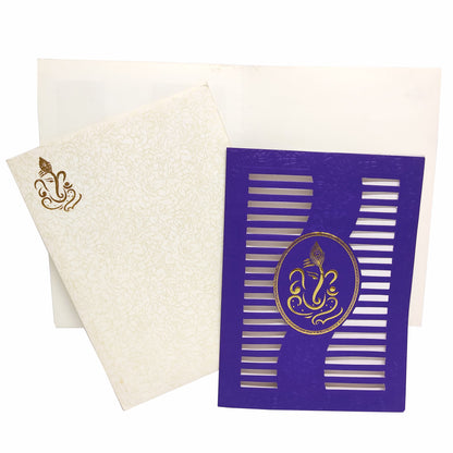 This wedding card is a designer card with Vertical sort type with splendid violet shading with floral theme all around it and green shaded flower theme on the cover.