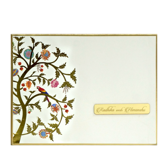 White Gold Foil Tree Wedding Card-King of Cards