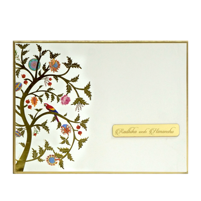 White Gold Foil Tree Wedding Card-King of Cards