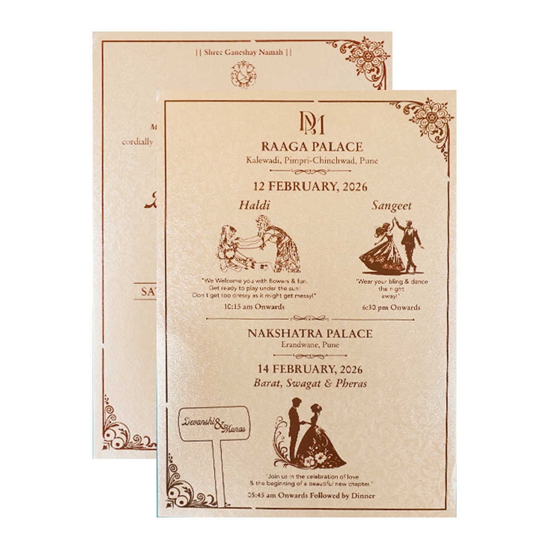 Buy Gold Floral Padded Wedding Card