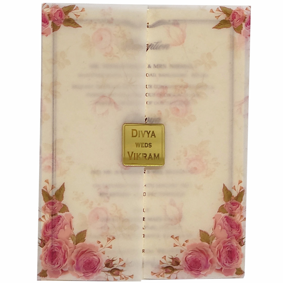 Pink Premium Floral Tracing Sheet Card In Offset Print-KNCY6071