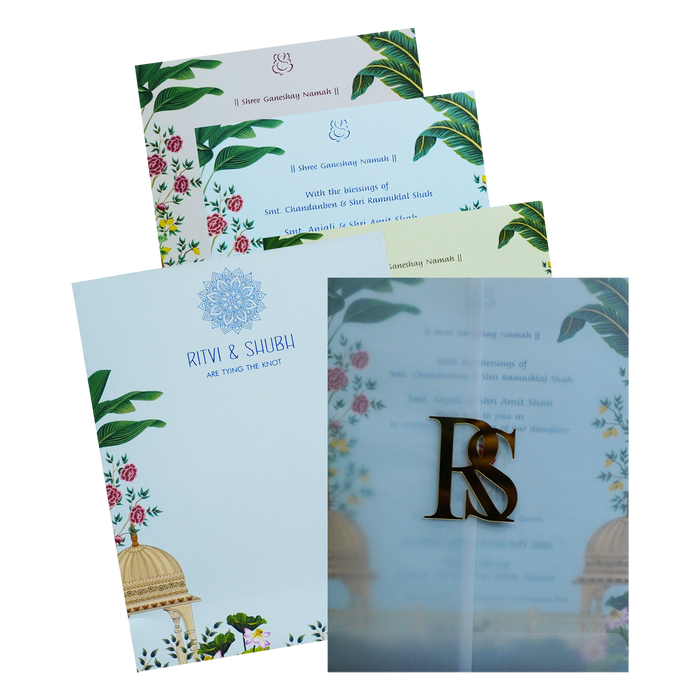 Pale Blue Tracing Sheet Invitation-King of Cards