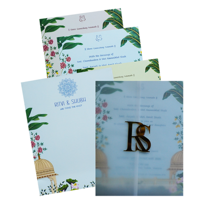 Pale Blue Tracing Sheet Invitation-King of Cards