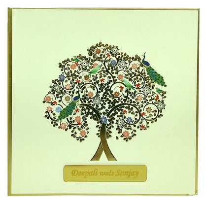 Beige Floral Padded Invitation Card-King of Cards