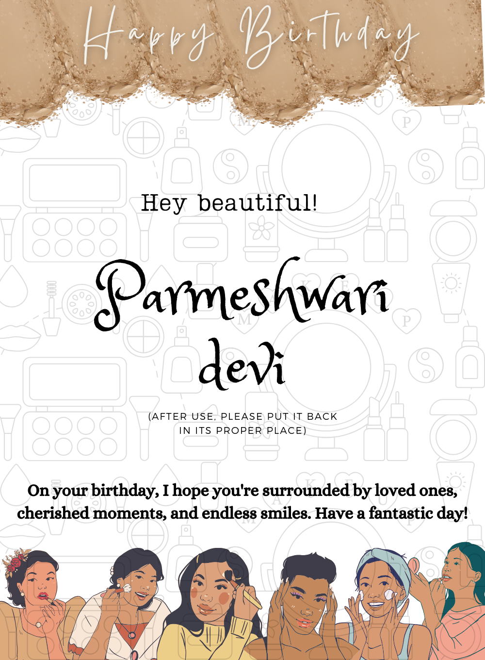 White Makeup Birthday cards for her-King of Cards