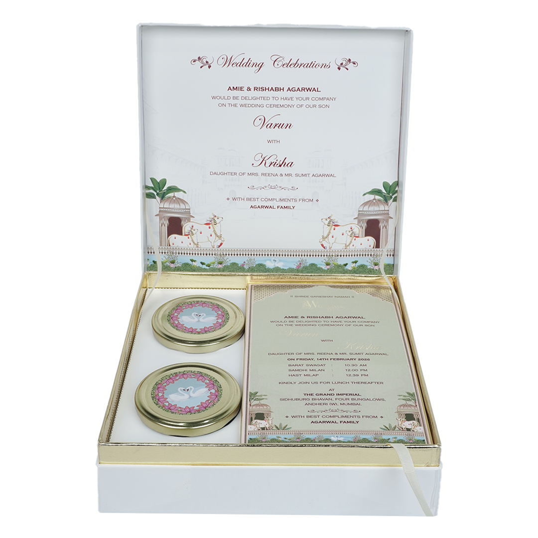Maroon Royal Palace Wedding Invitation Box-KMMEX8320