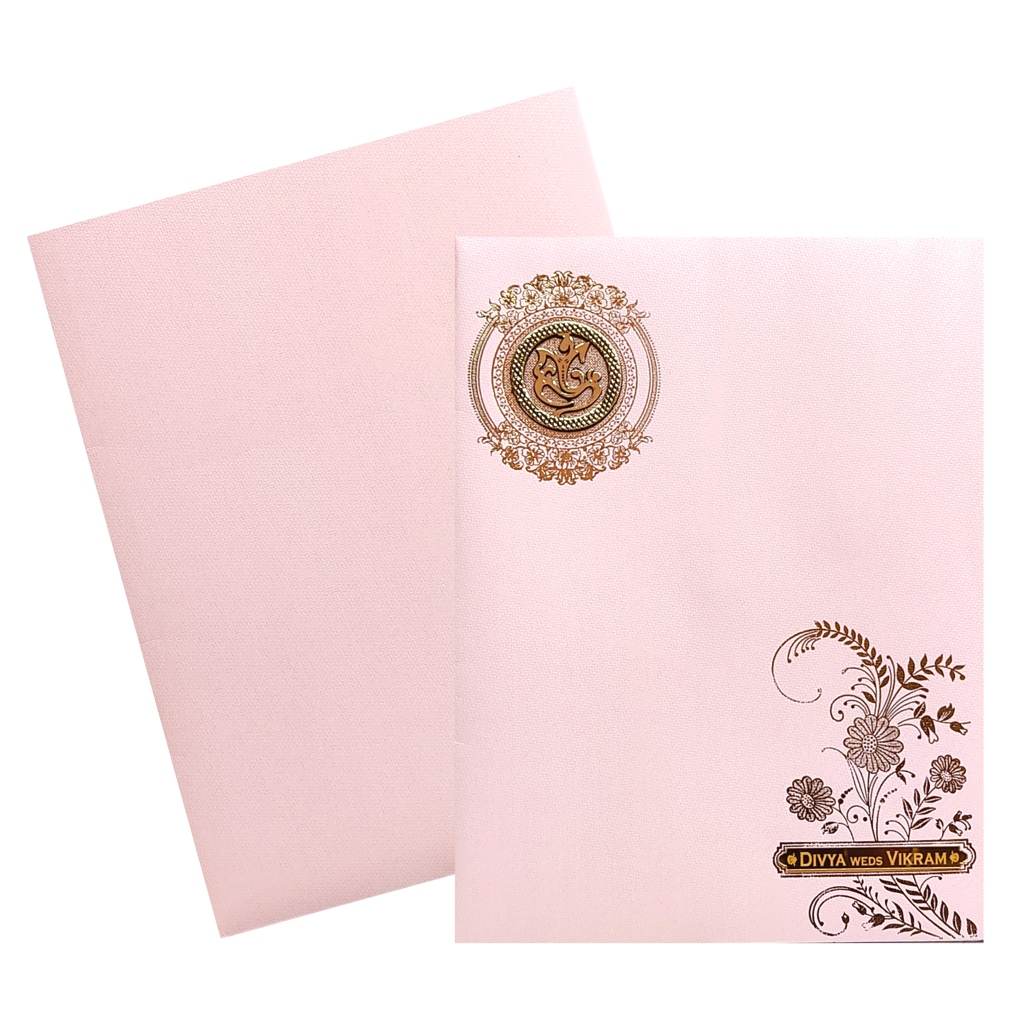 Pink Floral Single Sheet Marriage Card-KNPT5027