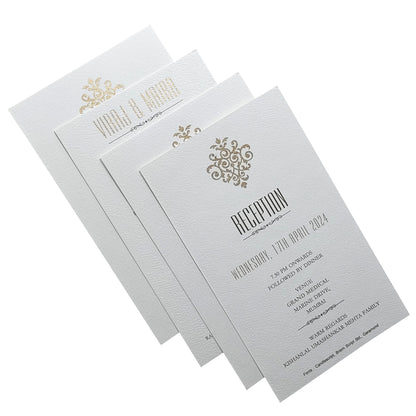 White Embossed Lotus Invitation Card-KRC28320