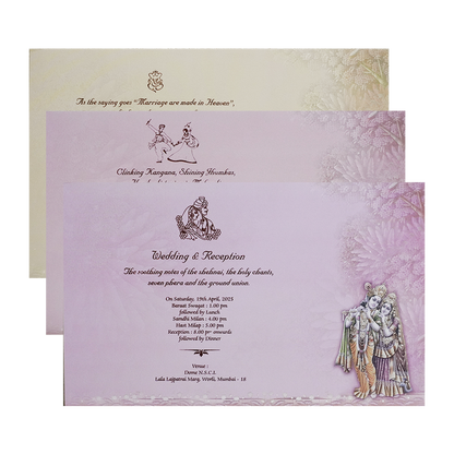 Olive Green Traditional Padded Wedding Card-KPR23840