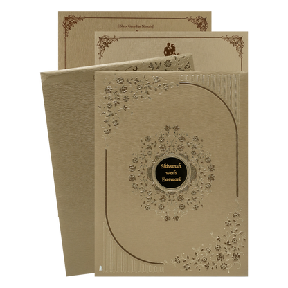 Check out Gold Floral Border Padded Wedding Card at best price. ✅WhatsApp Support ✅Express Delivery.