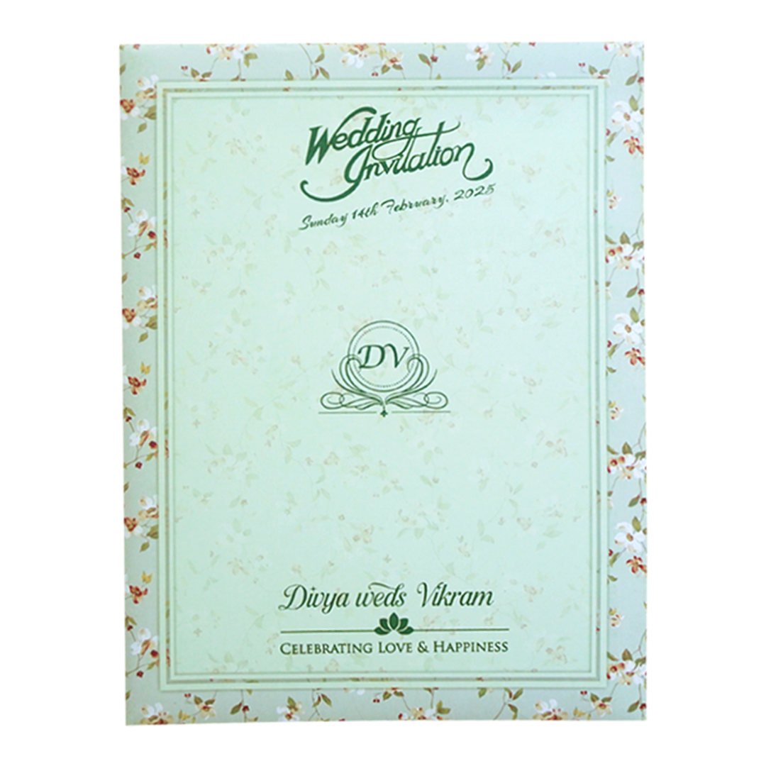 Green Floral Nameplate Door Invitation Card-KNTY6803