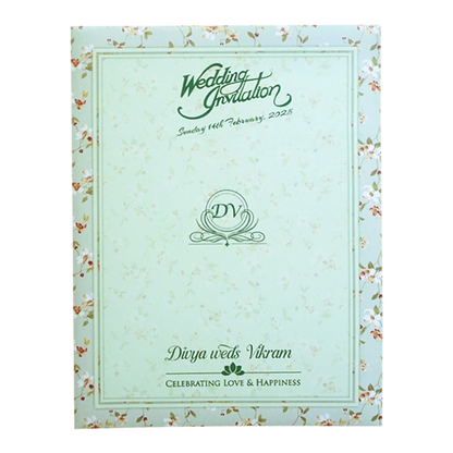 Green Floral Nameplate Door Invitation Card-KNTY6803