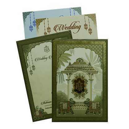 Green Padded Marriage Invitation Card-KRB8300