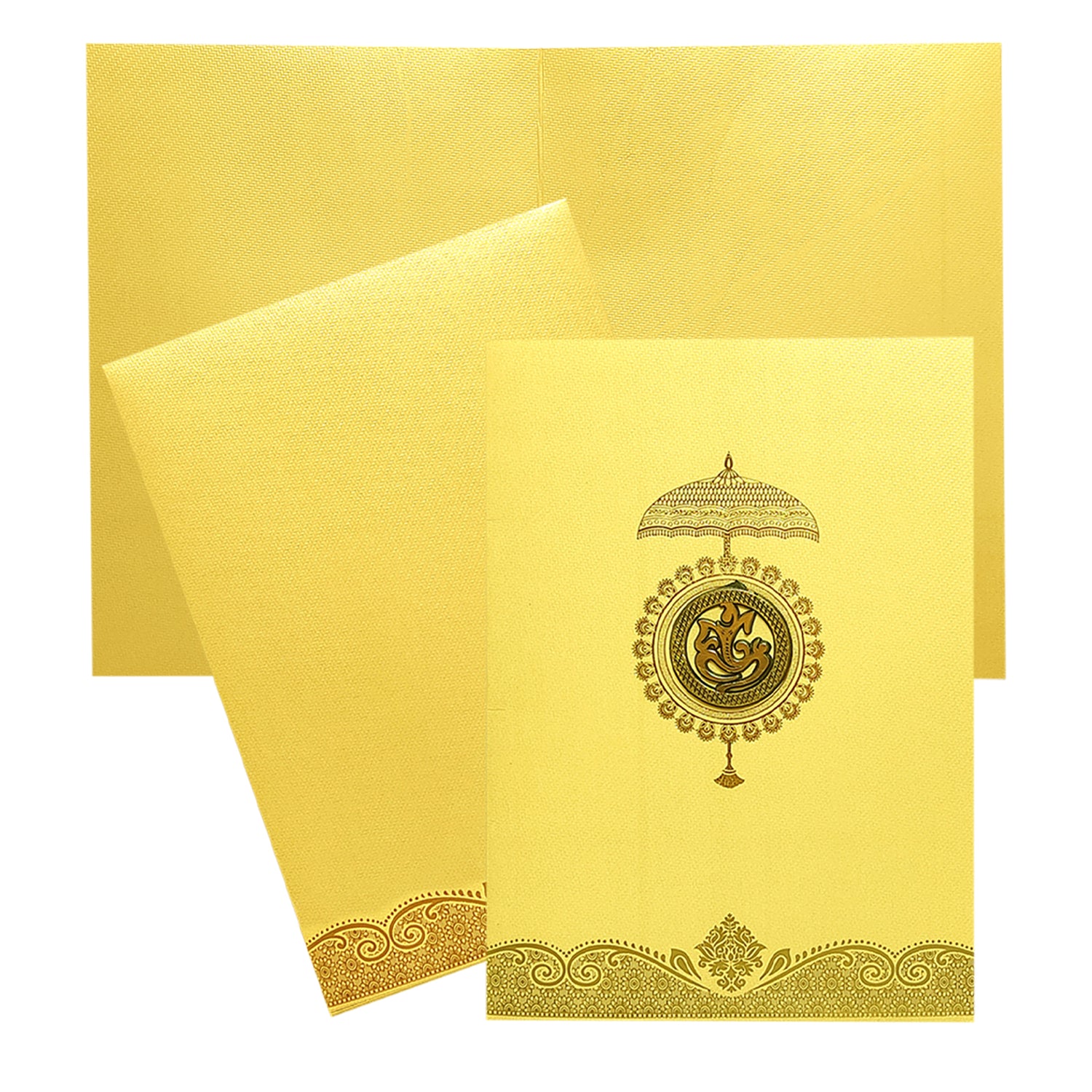 Gold Ganesha Wedding Invitation Card-KNKTG024