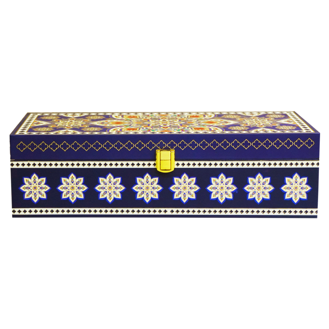 Royal Blue Geometric Pattern Box Invitation-KBX1206