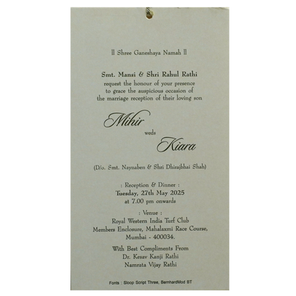 Beige Olive Green Single Invitation-King of Cards