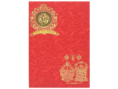 Red Metallic Balaji Padmavathi Invite In Gold Foiling-KNCM34RM-King of Cards