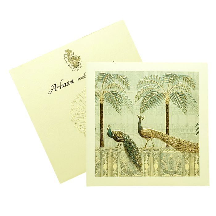 White Peacock Invitation Card-King of Cards
