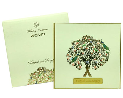 Beige Floral Padded Invitation Card-King of Cards