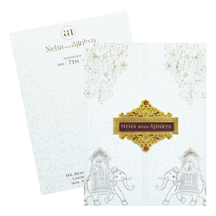 White Door Nameplate Box Marriage Invitation-King of Cards