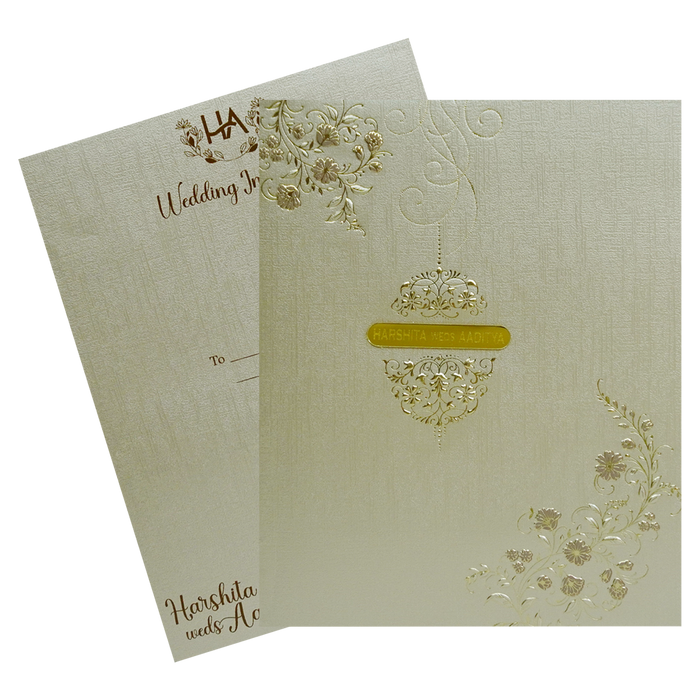 Metallic Brown Padded Wedding Card-King of Cards
