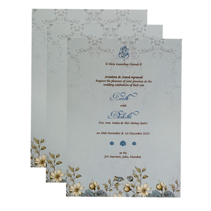 Blue Floral Wedding Card-King of Cards