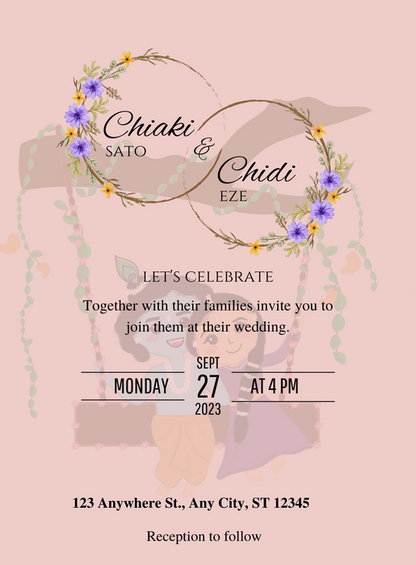 Festive Fuchsia Gujarati Wedding Invitation&