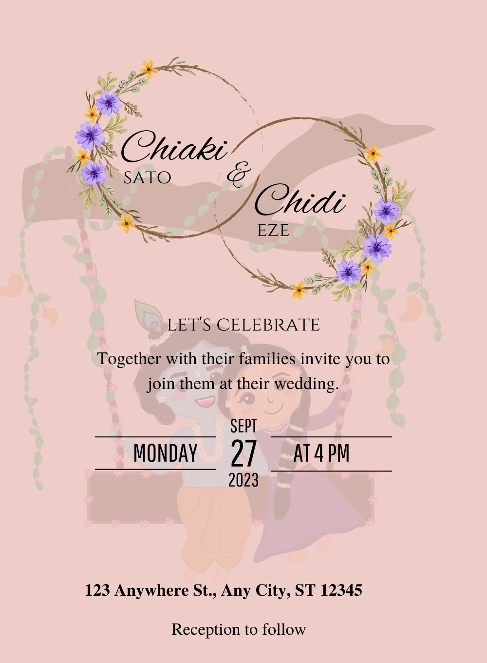 Festive Fuchsia Gujarati Wedding Invitation&